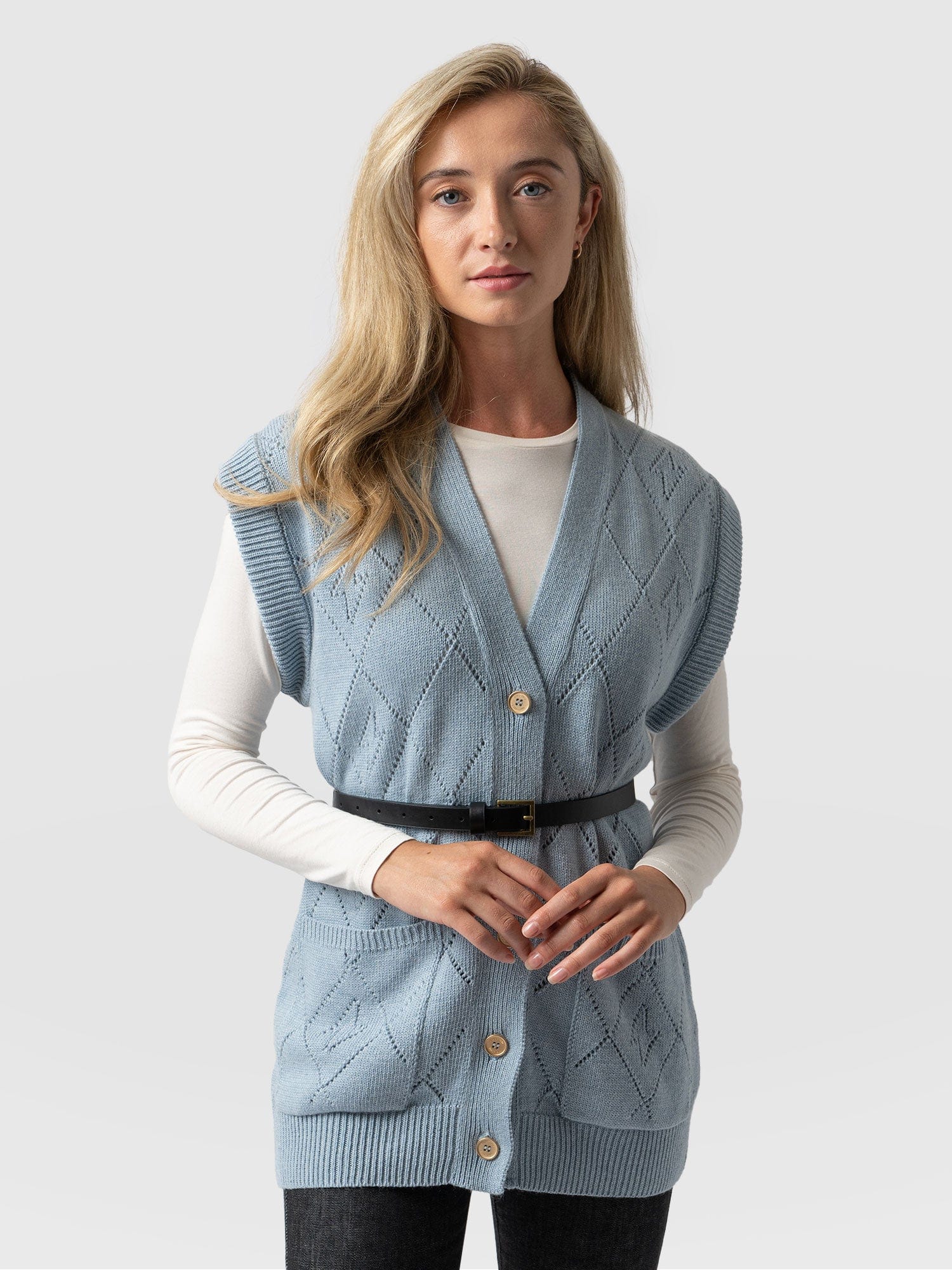 Electra Vest Pale Blue - Women's Vests | Saint + Sofia® UK